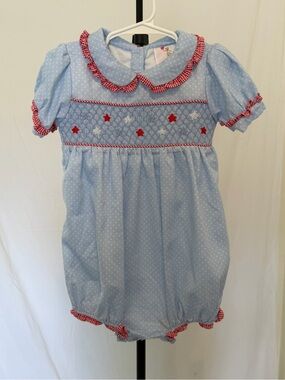 Eliza James Patriotic Smocked Bubble Romper Size 2T